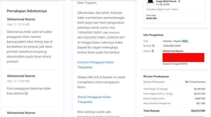 Transaksi tokopedia dibatalkan refund ongkir belum diterima