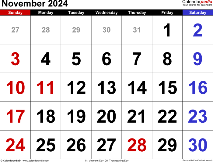 PADANG MEDIA - Kalender November 2024, Cek Tanggal 1 November 2024 Apakah